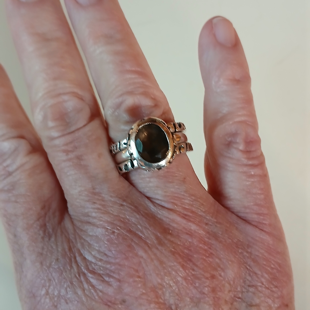 Silpada R-1384 Smokey Quartz 925 Sterling 3 Piece Ring - Picture 8 of 9
